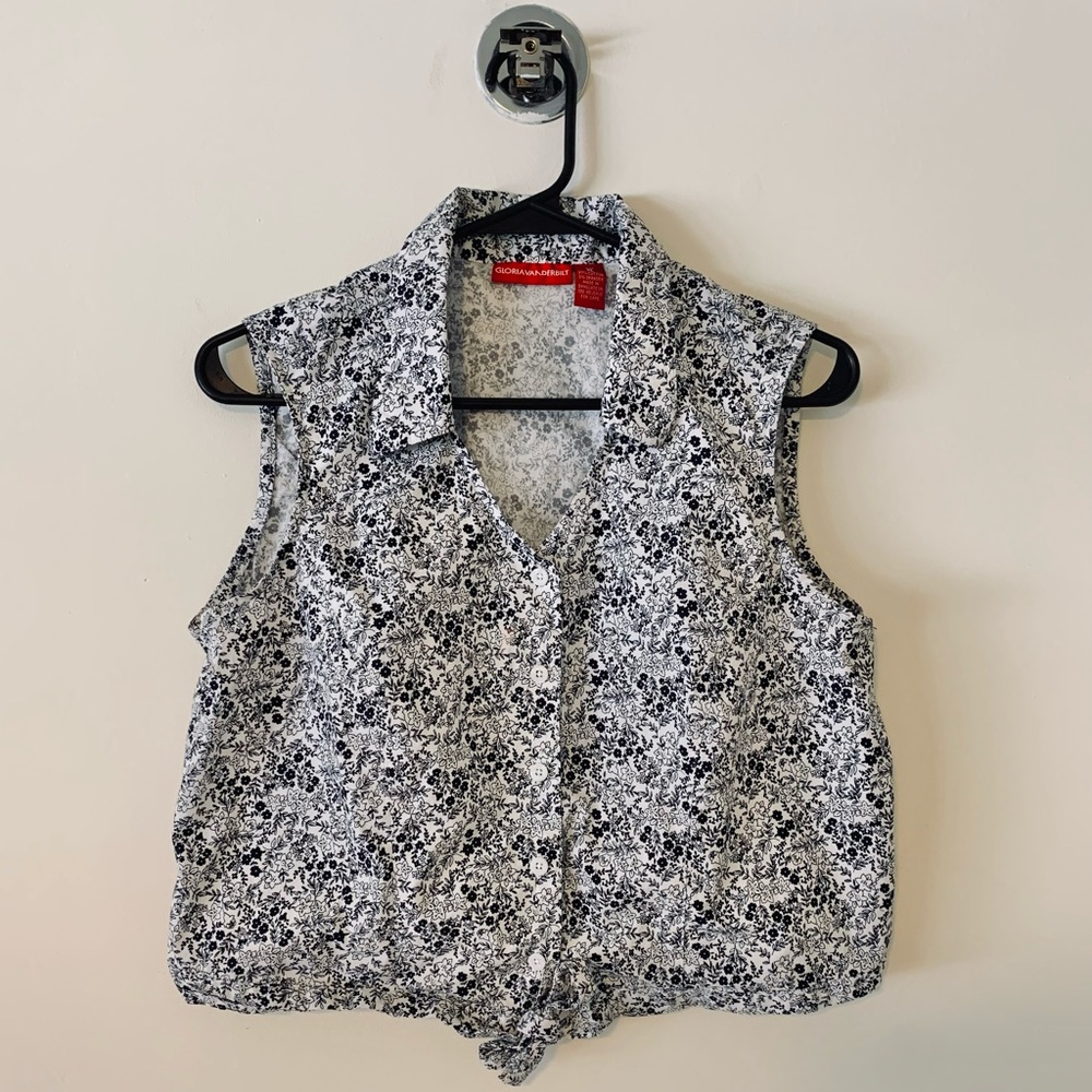 Vintage Button & tie up Blouse